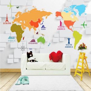 Papier peint carte du monde coloré