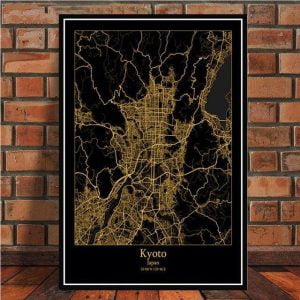 Toile carte du monde avec villes
